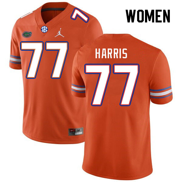 Women #77 Knijeah Harris Florida Gators College Football Jerseys Stitched Sale-Orange - Click Image to Close